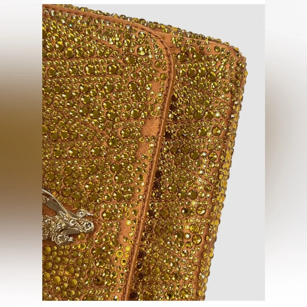 Versace Women's Gold Virtus Mini Embellished V Logo Shoulder Bag Clutch Sac